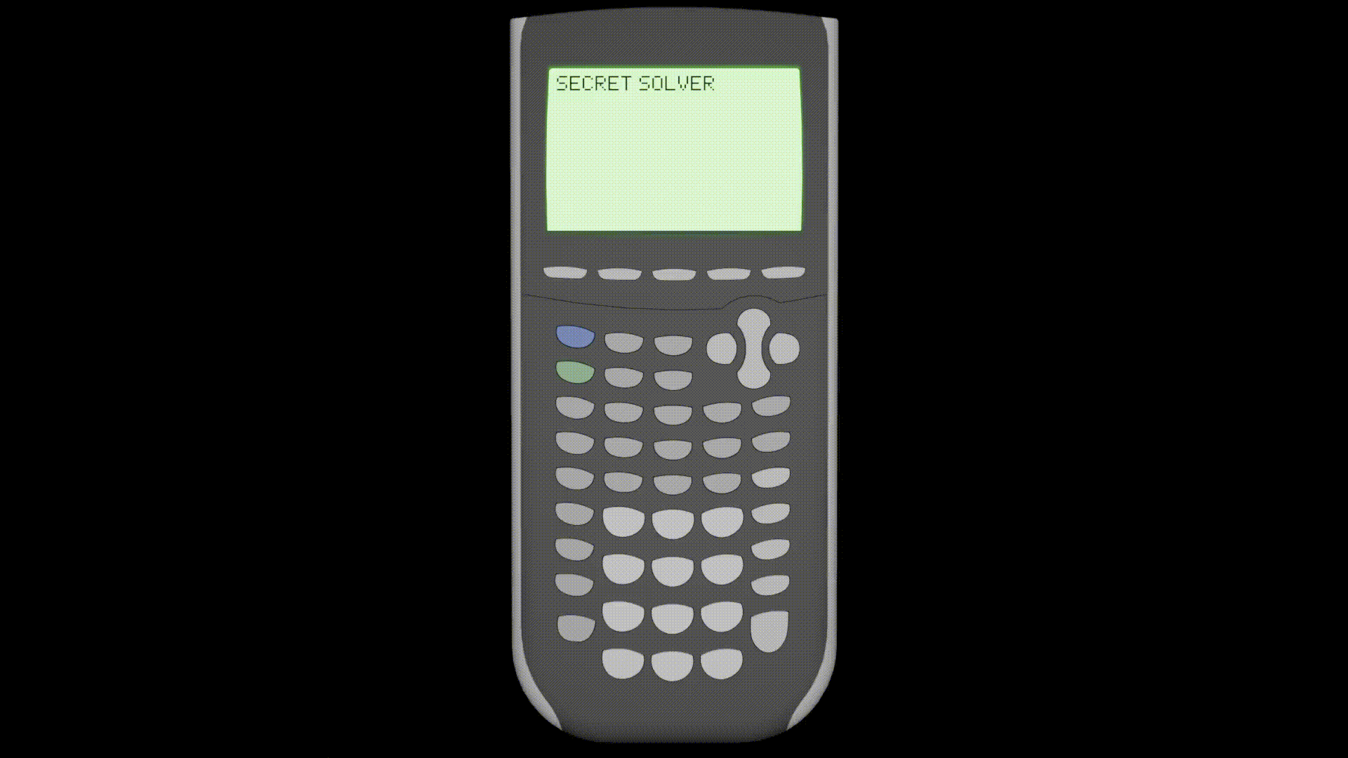 A birds eye view of the calculator with the text SECRET SOLVER on it.